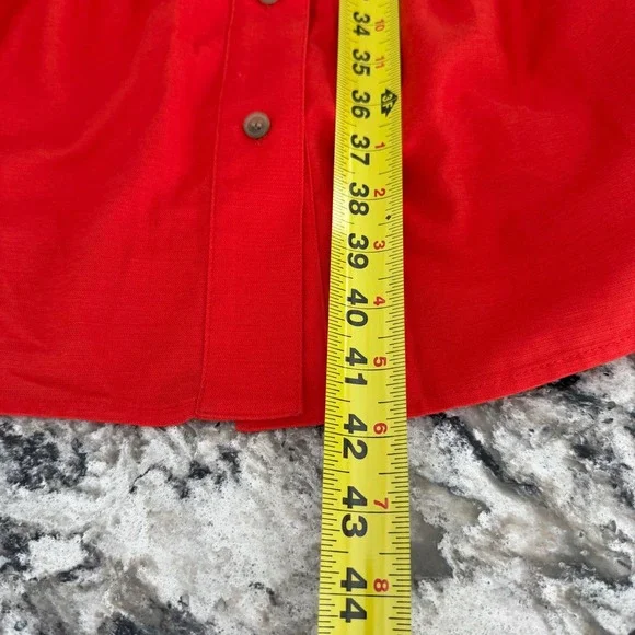 New Loft Red Flounce Dress Red Button Down Sleeveless Ruffle Cotton XL NWT - Picture 9 of 13